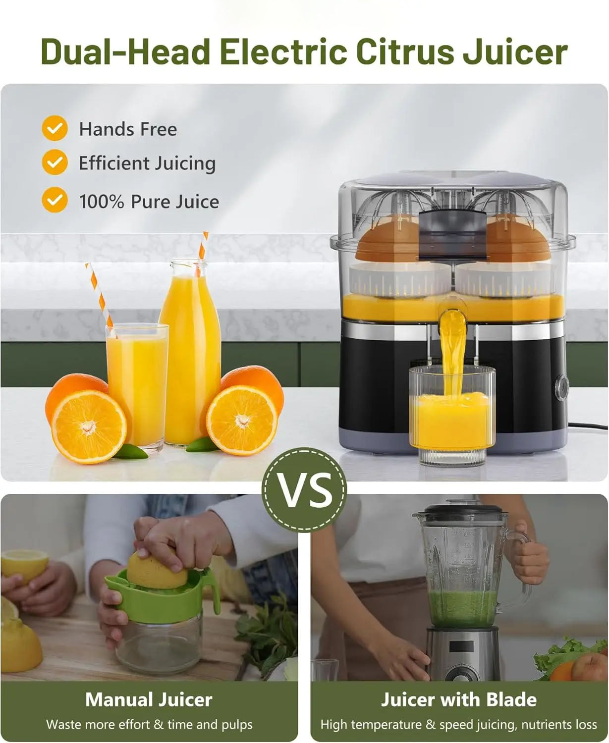 Dual-Head Electric Citrus Juicer